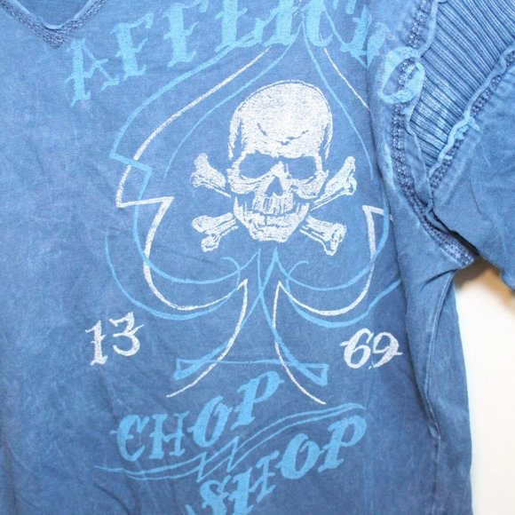 Affliction Chop Shop Slit V-Neck T-Shirt H10923 - Picture 4 of 8